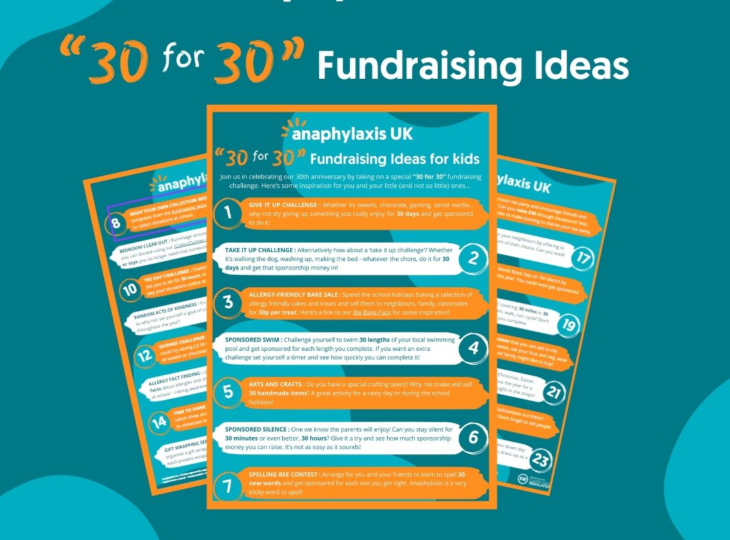 Fundraising ideas for Anaphylaxis Awareness Week